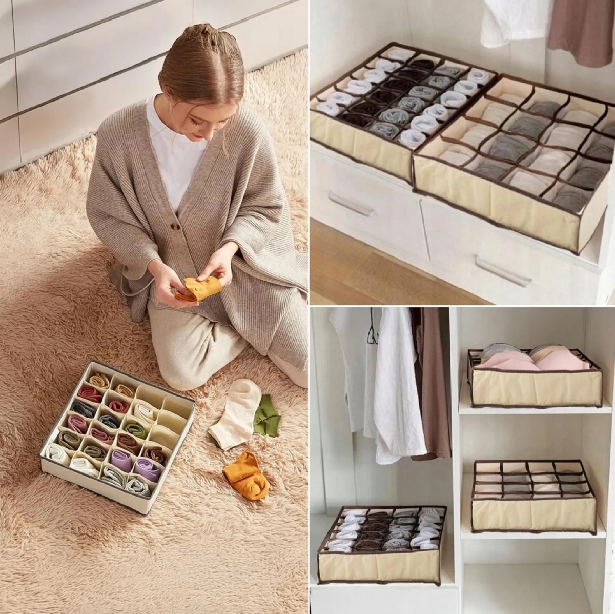 Praktický skladací organizér na bielizeň a ponožky